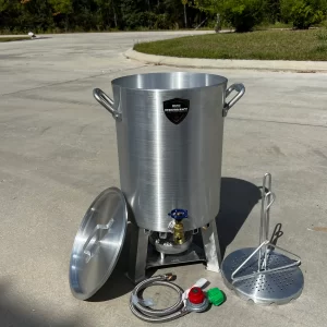 30 Qt Turkey Fryer Pot With Drain Valve, Basket, Lid & Turkey Rack